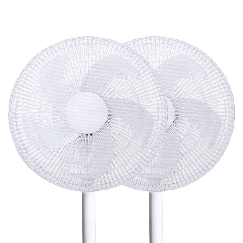 扇風機カバー 2枚入 裏までかかる 直径30～35cm 紐で固定するタイプ 安全 ファンカバー 赤ちゃん 子ども 指はさみ防止 セーフティーネット 家庭用 業務用（ホワイト）