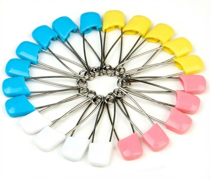 SPHTOEO 50PCS Cloth Diaper Pins Stainless Steel Traditional Safety Pin Assorted Color