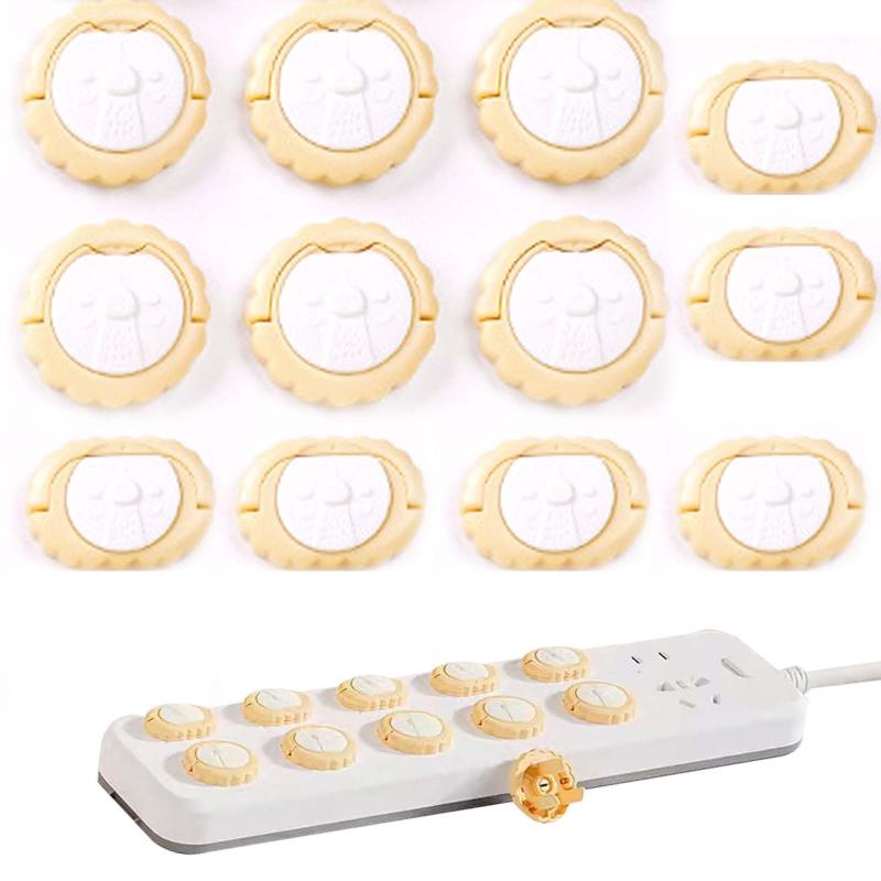 PAVIKE コンセントカバー(12個) コンセントガード コンセントキャップ プラグ安全カバー コンセントガード かわいいライオン イエロー 赤ちゃん トラッキング防止 子供 感電防止 漏電 火災防♥【商品仕様】コンセントカバーサイズ：3...