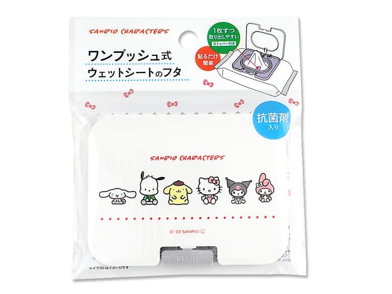 ワンプッシュ式ウェットシートのフタ キャラクターズ おすわり製品仕様: 原産国は中国、材質は本体・フタがポリプロピレン、バネがステンレス鋼線、粘着テープがPET、商品サイズは10cm×7.6cm×0.9cm、内容量は1個入、種類はアソートなし使いやすい機能: 1枚ずつ取り出しやすいストッパー付き、貼るだけ簡単に取り付け可能、抗菌剤入りで衛生的対応サイズ: 開口部が6cm×3cm以下のウェットシートに使用できます、サイズは約W100×H76×D9mm取り付け方法: ウェットシートの袋についているオープンシールを丁寧にはがし、本体裏面の白いはくり紙をはがして、フタを開けて本体の長円形とウェットシートの開口部の中心が合うように袋にシワが寄らないように貼ります繰り返し使用可能: 本品は繰り返し使用できます、使い終わった袋から本品をはがすときはスミからゆっくりはがしてください、はがした後はすぐに新しい袋に取り付けるか袋につけたまま保管してください、本品は密封式ではないためなるべく早くウエットシートを使い切ってください