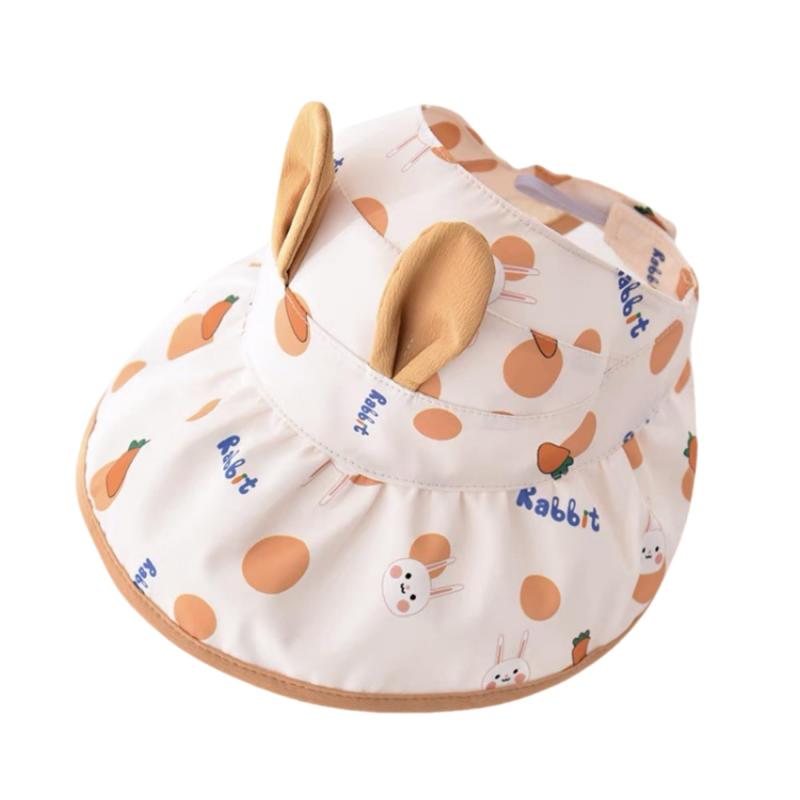 [Bansusu] ベビーキャップ うさぎプリント ベビー 帽子 通気性が良い 日焼け止め かわい 紫外線 つば広 日除け帽子 女の子 赤ちゃん UVカット