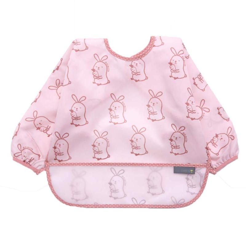 男性と女性の赤ちゃんのための食事長袖フルボディ防水つなぎ服を供給している幼児よだれかけの子供