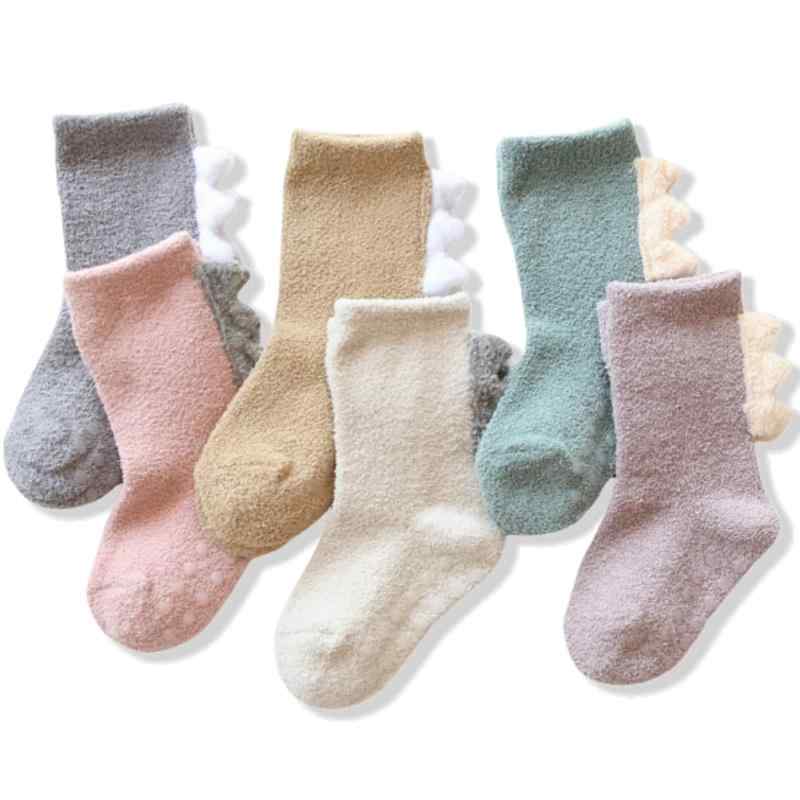 [VNGOLERRY] 靴下 ベビー キッズ 子供 ベビーソックス 冬 ルーム靴下 恐竜 女の子 男の子 滑り止め付き モコモコ 厚手 防寒靴下 睡眠 寒さ対策 練習用 可愛い 赤ちゃん