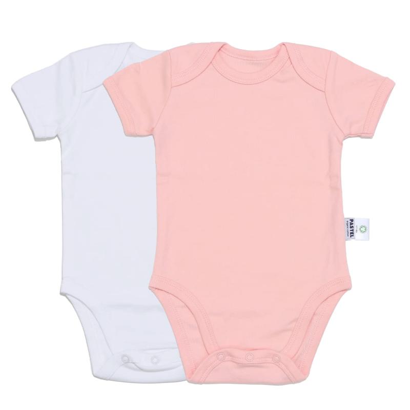 [pastel organic] 100% オーガニックコットン（GOTS認証）半袖 ロンパース ボディスーツ ベビー 肌着 赤ちゃん 女の子 有機綿 ギフトボックス入り プレゼント