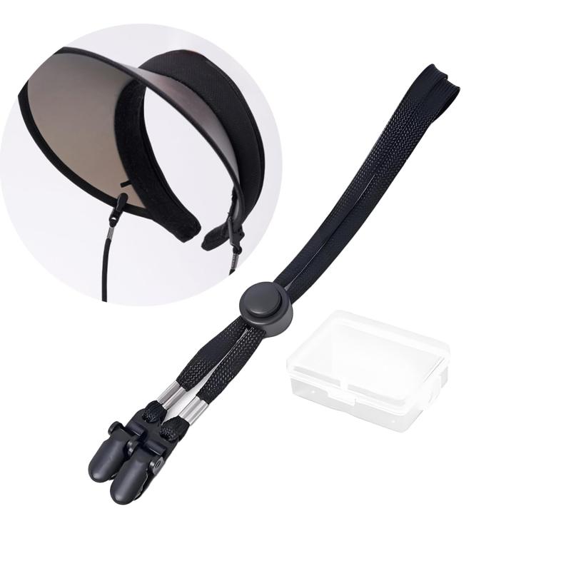 [Singertop] 帽子ストラップ 帽子ひも 帽子用 紐 クリップ ストラップ 帽子が飛ばないストラップ 帽子用ストラップ 帽子クリップ 風飛び防止 【全長39cm】【クリップ式の帽子ストラップ】帽子を風飛びから守るクリップ式あご紐タイ...