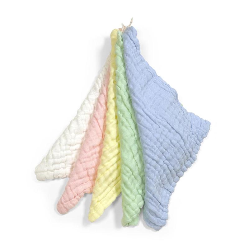 [Frogsnout] ガーゼハンカチ 赤ちゃん ガーゼ ガーゼタオル フェイスタオル 綿100%(6重)x30x30cmx5枚セット ループ付きタオル 厚手 ハンドタオル 柔らかい