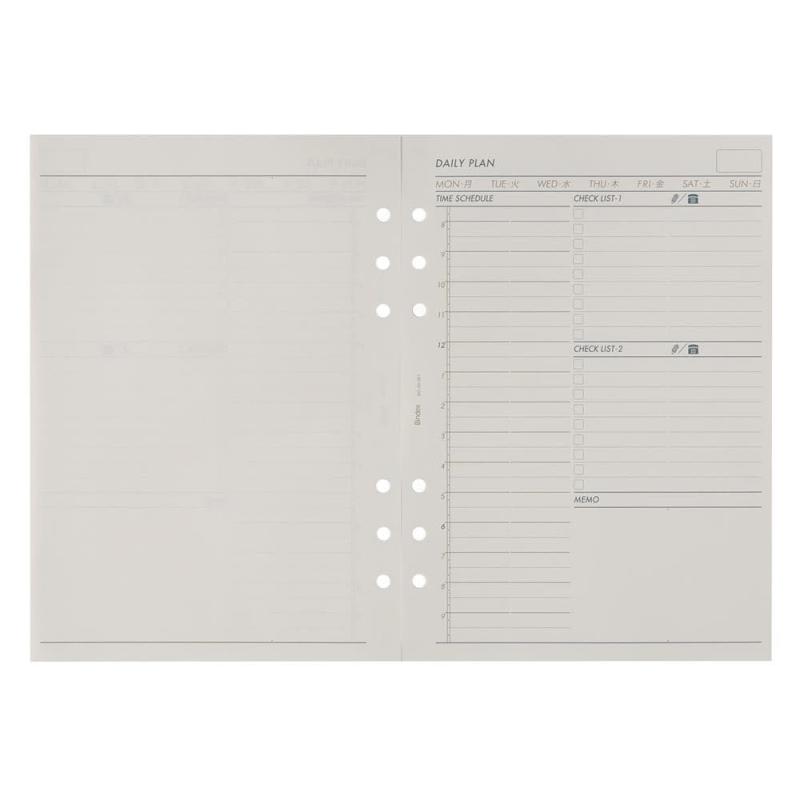 Bindex(�Х���ǥå���) �����ƥ��Ģ ��ե��� 1���ײ�ɽ(DAILY PLAN12h �ե꡼) A5������ 6�� ǽΨ��Ģ A5301