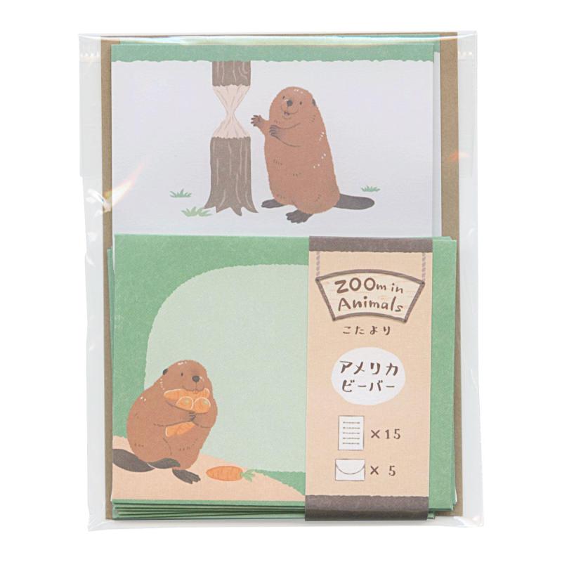 ズームインアニマル 小たより ミニレターセット【ビーバー】かわいい 動物 5422405品番：5422405