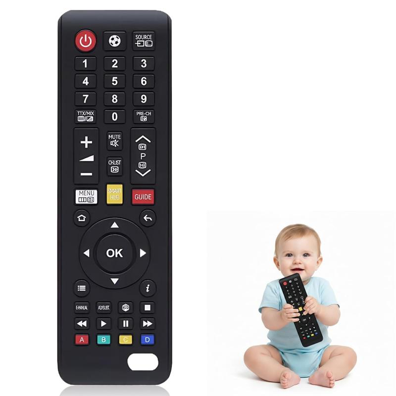 BLOOPIC 赤ちゃん用リモコンおしゃぶり シリコン歯固め ベビーおもちゃ リモコン形状のベビーおもちゃ 軽量 持ちやすい 水洗い可能 BPAフリー 早期教育