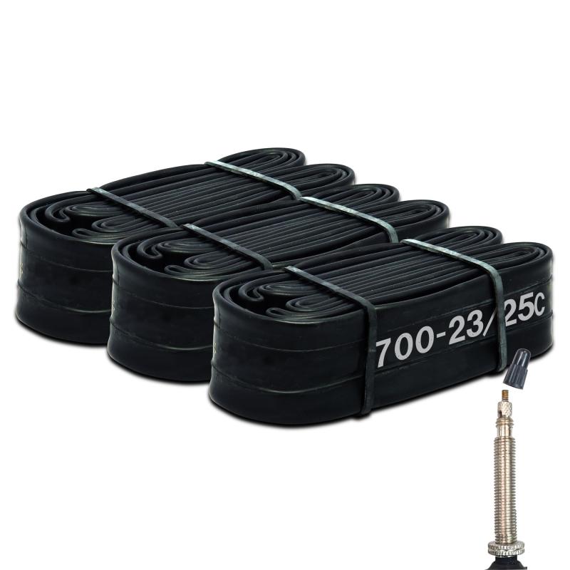 シンコー(Shinko) 自転車 チューブ 3本セット 700Cインチ 700-23/25C 仏式48mm 前後プラス予備チューブ付き 自転車パンク修理 ロードバイク クロスバイク MTB 64741【お得な3本セット】自転車チューブのお得な3本セット。チューブ交換の際に前輪、後輪を交換してさらに予備の1本があれば不測の事態に対応できます。【コストパフォーマンスに優れたスタンダードタイプ】:幅広い自転車に適合し、多くのサイクリストに支持される安心の実績があります。【携帯に便利なコンパクト設計】 バルブを内側にして折りたたんだ状態でお届けするため、持ち運びも簡単。バルブの根元が傷みにくい工夫がされています。【バルブ】:仏式バルブ バルブ長48mmご使用前には必ず「取付作業前」に少し空気を入れて、空気漏れ等の不具合が無いかご確認をお願いいたします。