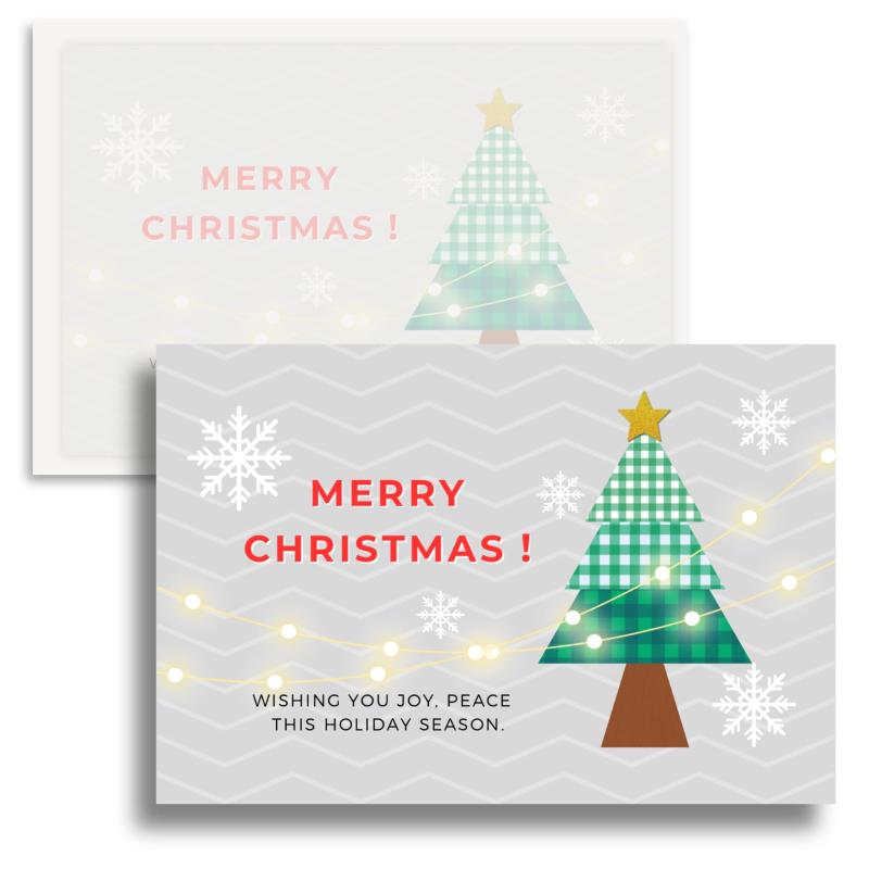 Earth Link クリスマスカード メッセージ ポストカードサイズ 封筒付き 3セット 二つ折り メッセージ クリスマスツリー もみの木 ツリー ホリデー グリーティングカード メッセージカード ハ