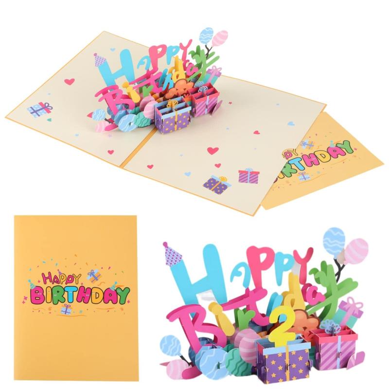 fogman グリーティングカード 誕生日 おめでとう ハッピーバースデイ HAPPY BIRTHDAY ポップアップ サプライズ 演出 お祝い 寄せ書き 手紙 3D 立体 メッセージカード付