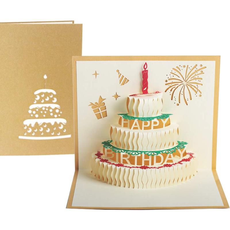 Other - 誕生日カード ケーキ 立体 バースデ ポップアップカード グリーティングカード 3D立体カード メッセージカード 誕生日 感謝 封筒付き