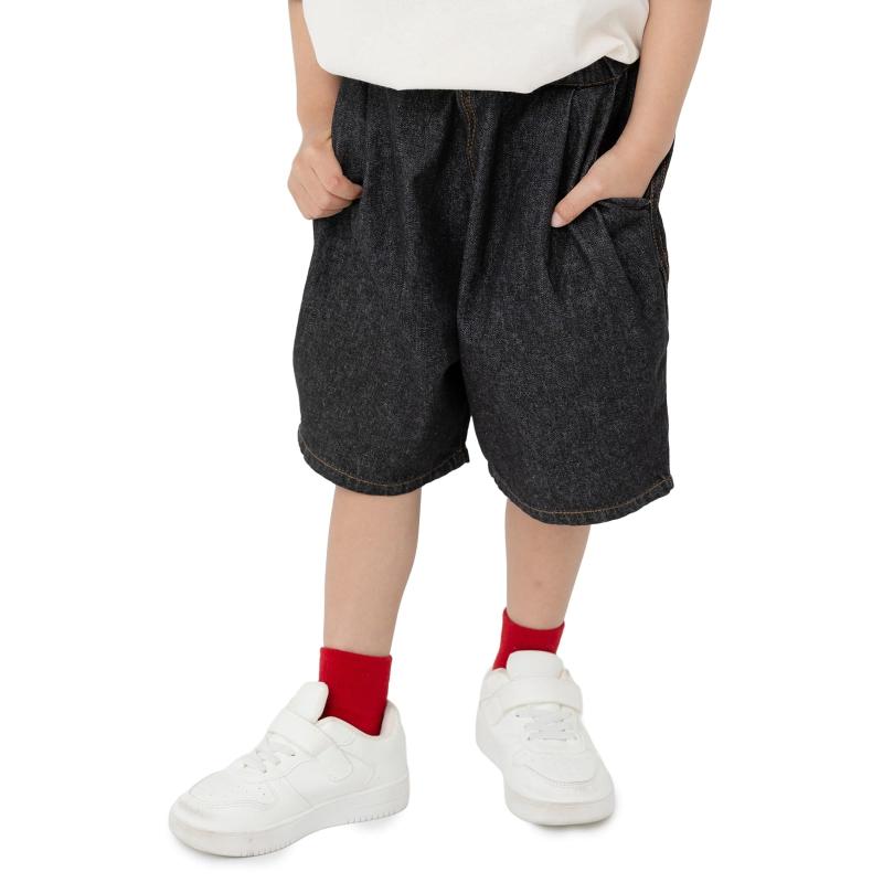 樂天商城 - キッズ デニム ハーフパンツ ワイド 子供服 ベビー服 バルーン ショートパンツ ズボン 男の子 女の子 インディゴ 夏服 90 100 110 120 130 140 150