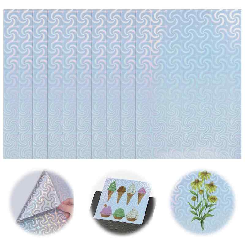 PAVIKEホログラム シール 印刷 【10枚組】ステッカー 印刷用紙 防水 a4 印刷できる 透明シート光沢あり、耐水性、速乾性、光沢あり、自己粘着性、貼り付けが簡単、インクジェットプリンター