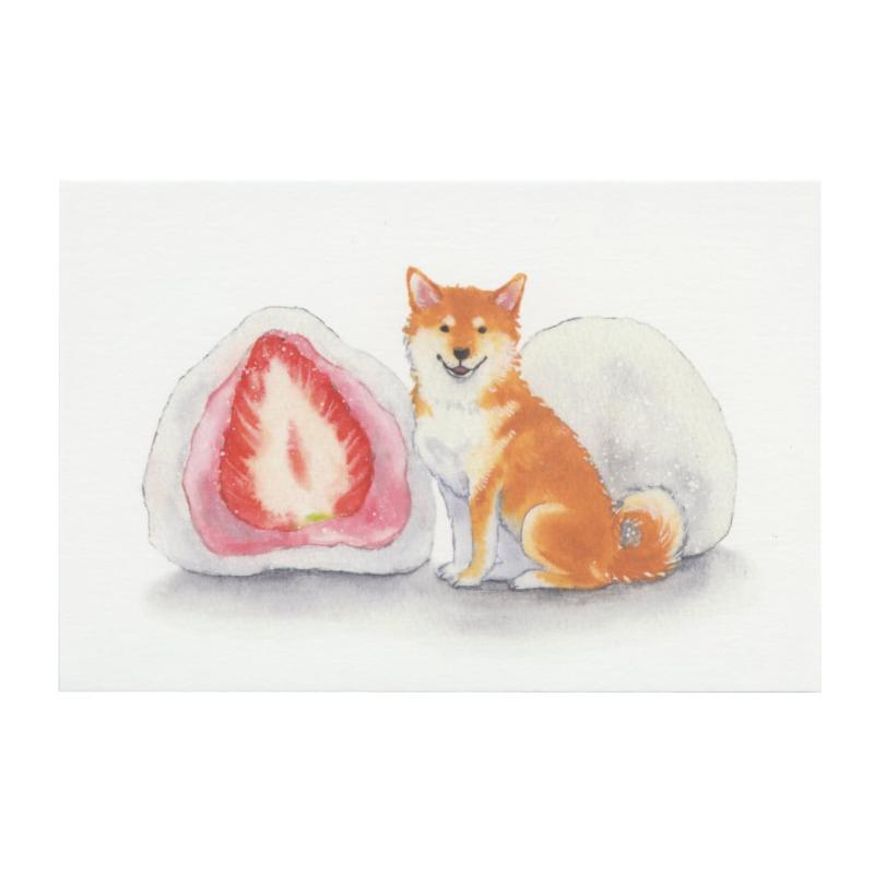 村田夏佳 ポストカード しばいぬとおやつ 【いちご大福】かわいい B12-PU-71