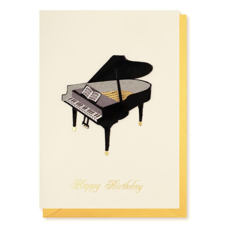 樂天商城 - 【 バースデー カード ピアノ 音楽 】 リーフ ワーク カンパニー グリーティング 誕生日 大人向け ハンドメイド 手作り 封筒付き セット メッセージ お祝い プレゼント ギフト おしゃれ 金箔