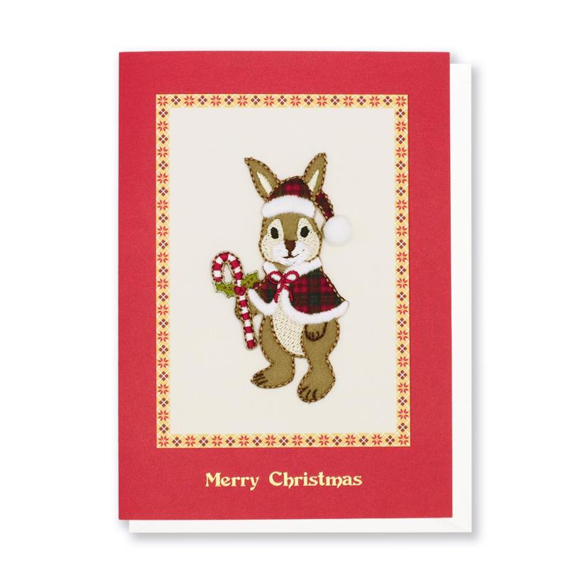 クリスマス カード 刺繍 ラビット｜ リーフ ワーク カンパニー ポップアップカード 封筒付き メッセージカード 3D おしゃれ お祝い ｜ グリーティング 大人 向け ハンドメイド 手作り セット