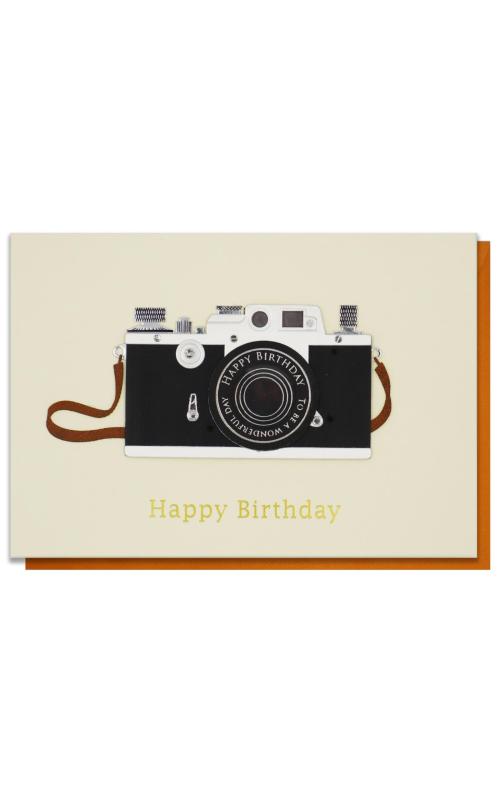 【 バースデー カード カメラ 】 リーフ ワーク カンパニー グリーティング 誕生日 大人向け ハンドメイド 手作り 封筒付き セット メッセージ お祝い プレゼント ギフト おしゃれ 金箔加工