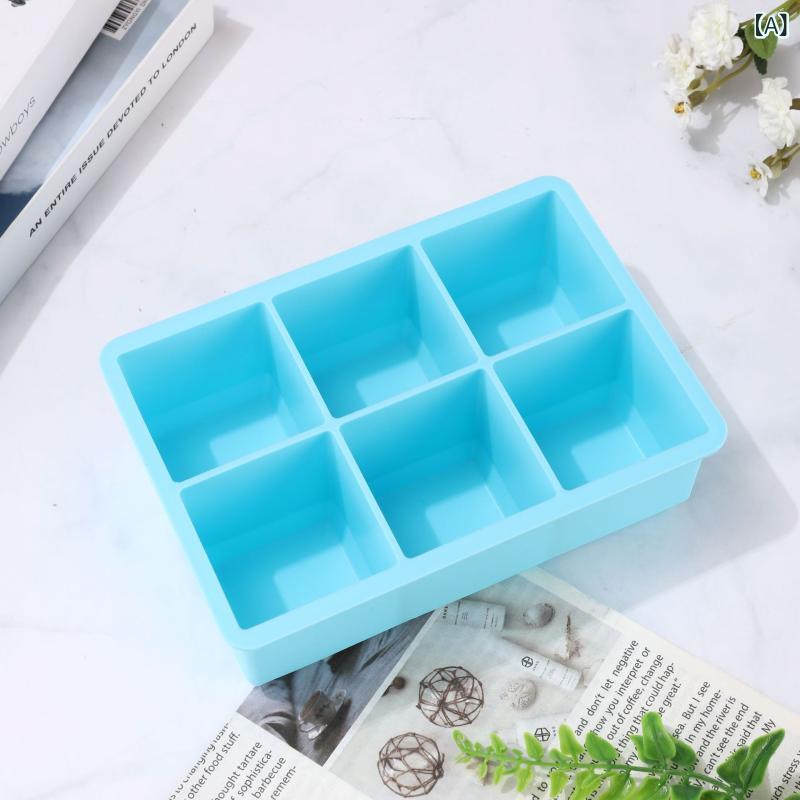 樂天商城 - 現物 蓋 付き 角 型 6 穴 シリカゲル 氷 格安全 無味 製氷 金 型 蓋 付き 防塵 離 型 氷 格