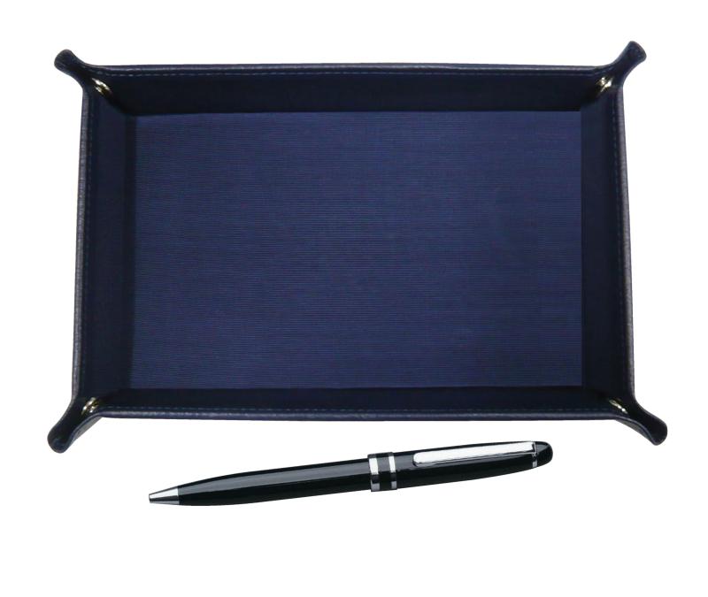 Rakuten - 日本製シボ牛革ペントレイ青 ミッドナイト回転ボールペンセット 黒 TRAL-SA2002BP-B