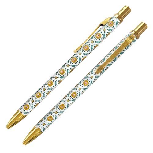 IWI ゲルインクボールペン 0.5mm レトロ オールド台湾タイル 黄色いハイビスカス 3...
