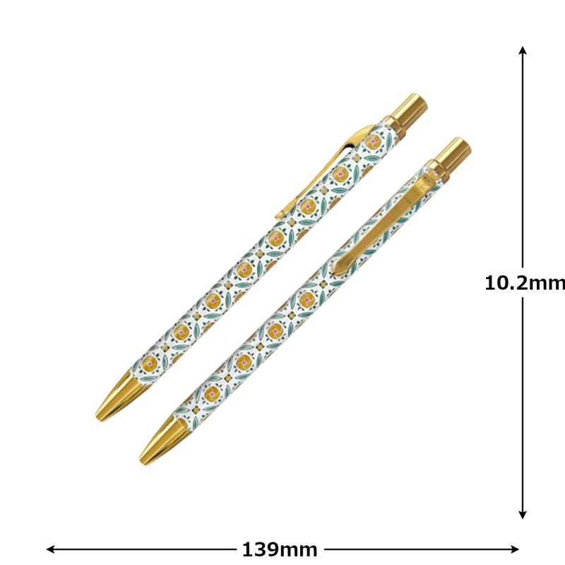 IWI ゲルインクボールペン 0.5mm レトロ オールド台湾タイル 黄色いハイビスカス 3...