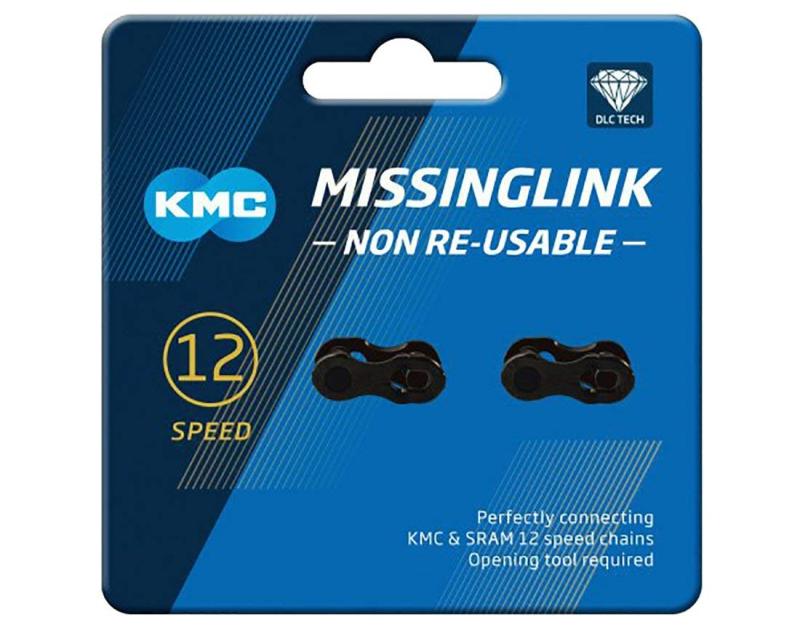 KMC Missing Link 7、8、9、10、11、12 スピード シルバー/ゴールド (ニューブルーパッキング) (12速、5.2mm、非再利用可能、ブラック)
