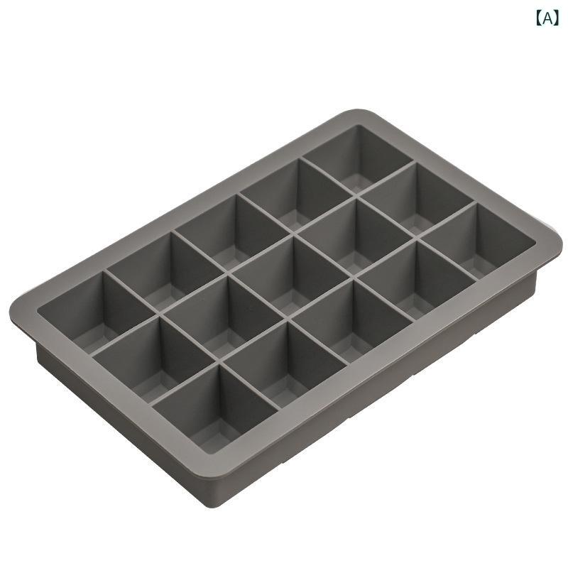 Spice Containers - FCM シリコン 製 15 グリッド 正方形 蓋 付き 製氷 皿、多 格 速 冷 型、 取り出し やすい、 ミニマリストデザイン