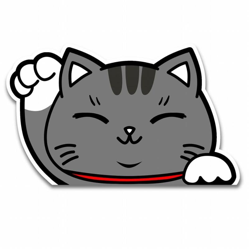 SignStore 招き猫ステッカー 約9cm×14.5cm マルチカラー ビニール 日本製 防水加工 car_character_05_Color