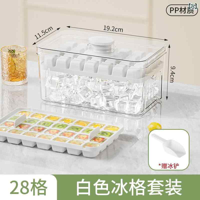 Other - 食品 級の 氷の 鋳型は 氷の 格の 家庭 用 冷蔵庫の 自家製の 氷の 貯蔵 箱を 押して 蓋の 冷凍の 氷の 神器を 持ちます。