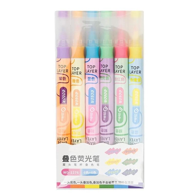 LUYING 蛍光ペン 双頭 大容量 重点的に書く カラー マーカペン 6色
