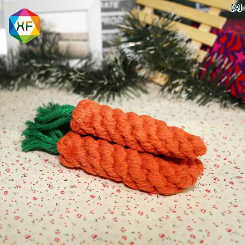 ペット 用品の 綿の 縄の おもちゃの ニンジンの 在庫は 純粋な 手作業で 編みます。