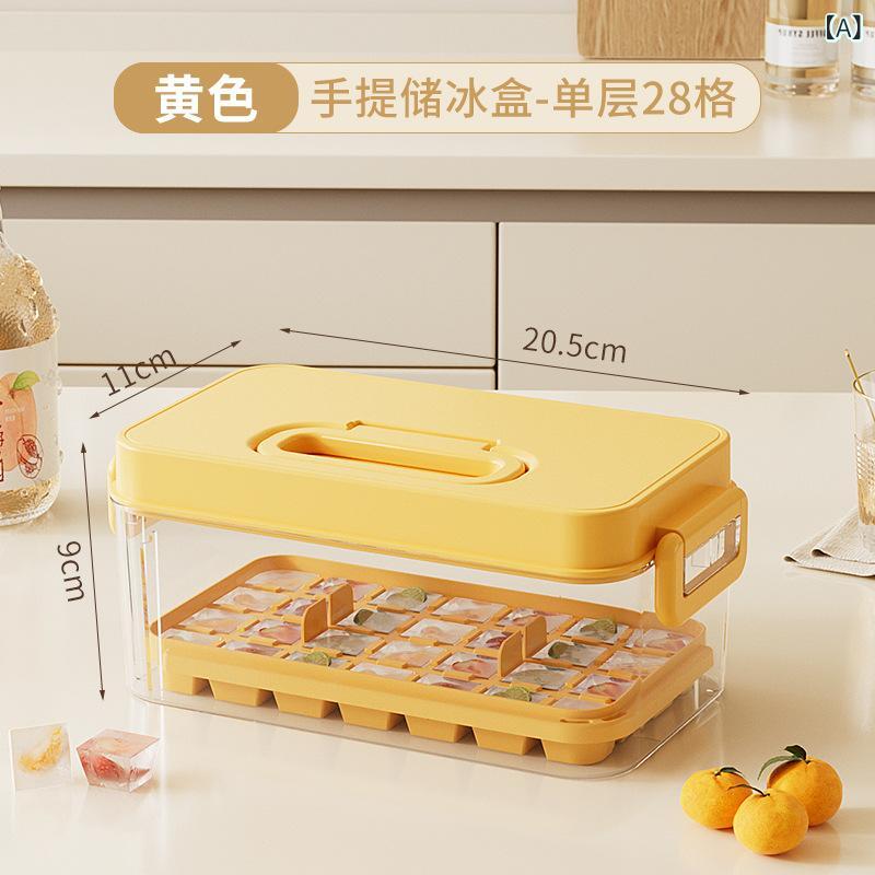Other - 大 容量の 押し込み 式 製氷 皿、 家庭 用 食品 グレードの 製氷・ 保存 ボックス、 蓋 付き 冷蔵庫 用 製氷 皿