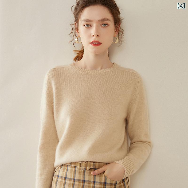 Ordos ラウンド ネック 二 本 鎖 肥厚 100 % ピュアカシミヤセーター 女性の ための ルーズセーター 女性の ニット 底 セーター 女性の ための