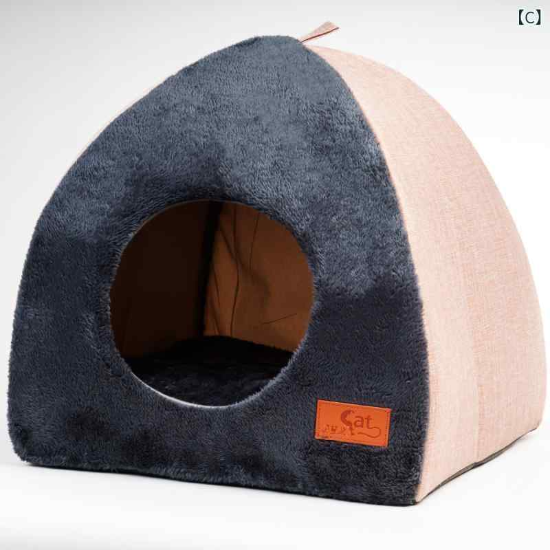 猫の 巣 冬の 保温 三角形の 厚い 立体 閉...の紹介画像3
