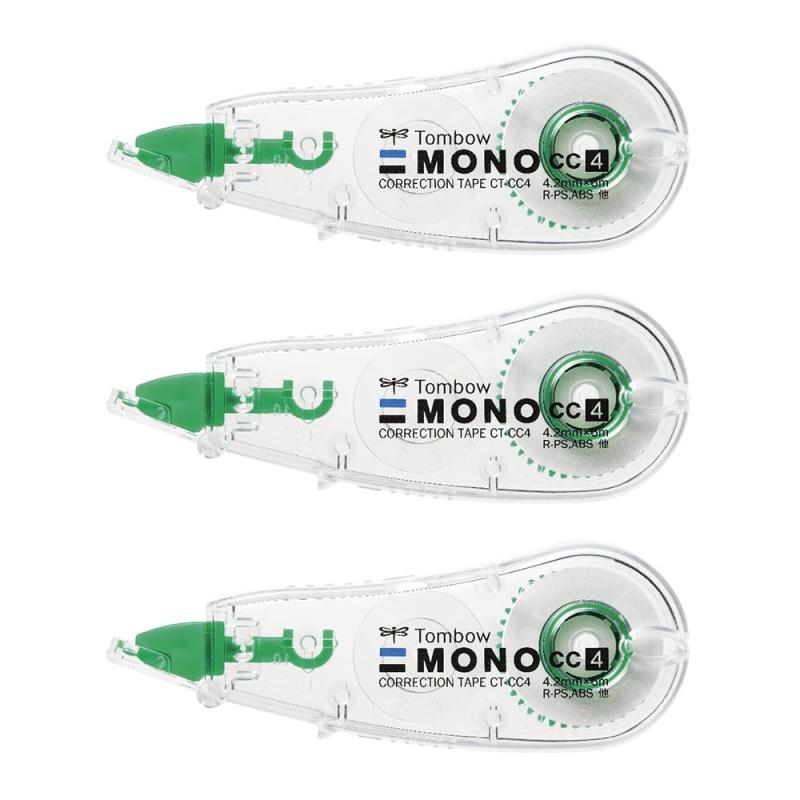 トンボ鉛筆 修正テープ 4.2mm MONO モノCC (ミニサイズ・高密着テープ) 使い切りタイプ 6m 3個 KCB-325 (CT-CC4×3)サイズ:4.2mm幅(3個)材質:‎樹脂色:‎グリーン再生材使用率:‎72紙面の凹凸は微妙な手ブレを吸収し、テープと紙面を密着させる手ブレ補正ヘッドを搭載。
