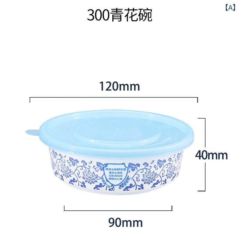 使い捨て サバイアボウル 食品 弁当 箱 高級 環境 保護 円形 厚手 包装 プラスチック 結婚 祝い 家庭 用 出前 蓋 付き