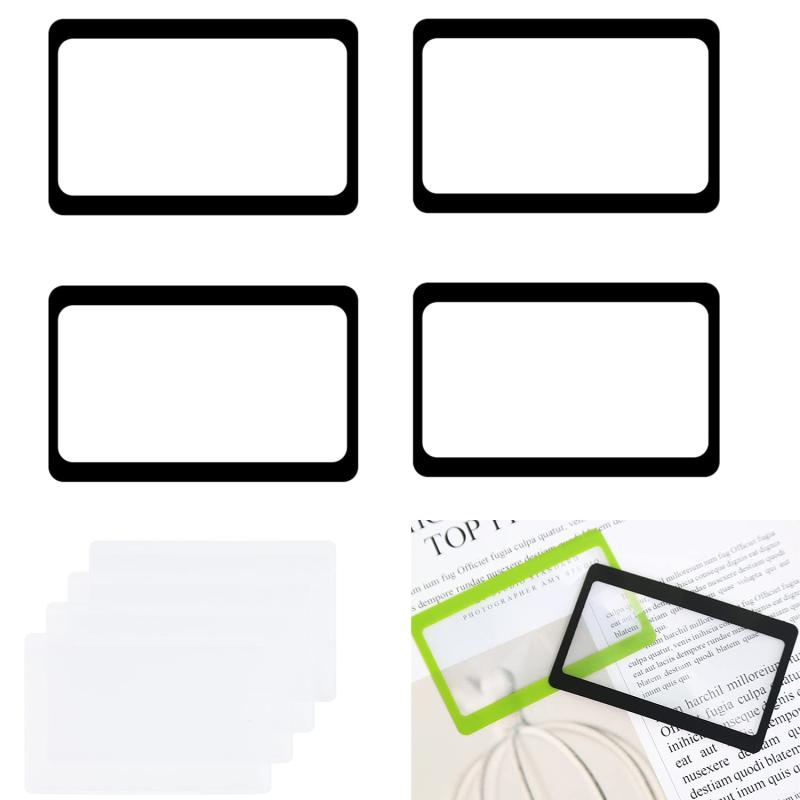 YOVOY 4枚 カード拡大鏡 ページ拡大シート 3倍拡大 虫眼鏡 カードルーペ 超薄型 ページ拡大レンズ 見やすい 軽い 読書ルーペ