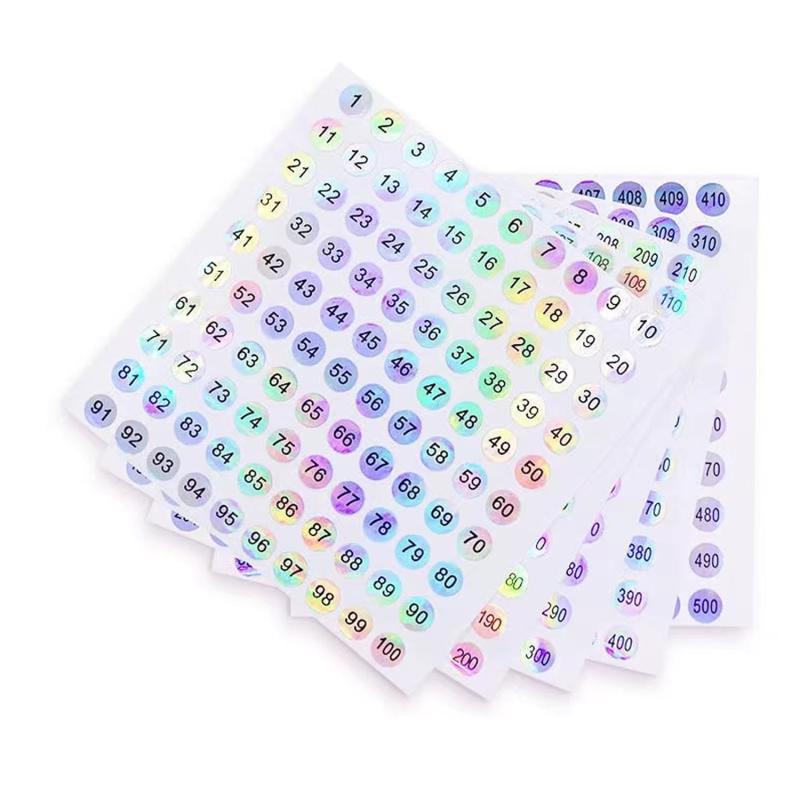 レーザー 数字 カラー ラベル シール 番号 1cm 防水 タイプ セット 1～500 ナンバー カルテ 出席番号 マニキュアボトル番号