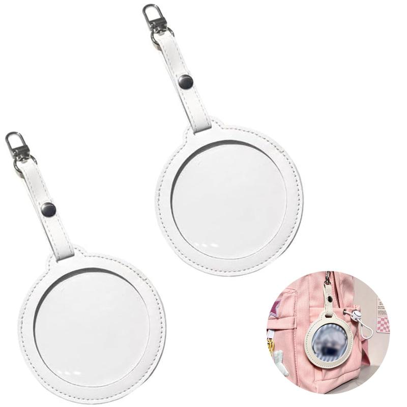 DEVENTORZ 缶バッジカバー PUレザー キーホルダー式 2枚セッ 保護カバー コレクション ディスプレイ 缶バッジの保護 収納 痛バッグト 高い透明 缶バッジ 傷防止 写真フレーム キーホルダー 本