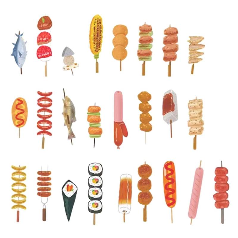 I'm so happy しおり 食べ物 ブックマーク セット 栞 紙 本 おもしろ 美味しそう 可愛い 串 寿司 30枚