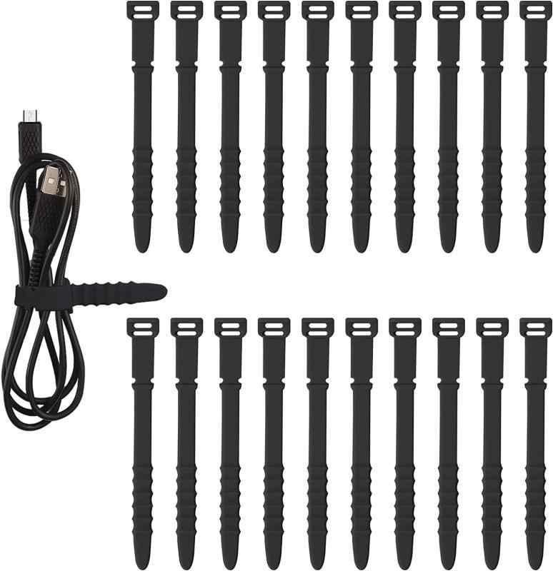 ケーブルバンド シリコーン ケーブル結束テープ、コード まとめるを繰り返し使用できるケーブル 、イヤホン コード収納 、電気ワイヤー USB充電ケーブル等の束る 収納 管理オーガナイザー