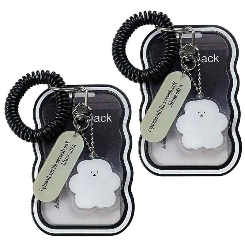 EsiFare カードホルダー 両面クリア 透明パスケース 2個セット 定期入れケース かわいい キーホルダ付き プラスチックカードケース カードカバー 薄型 防水 社員証 名刺 バスカードICカード収