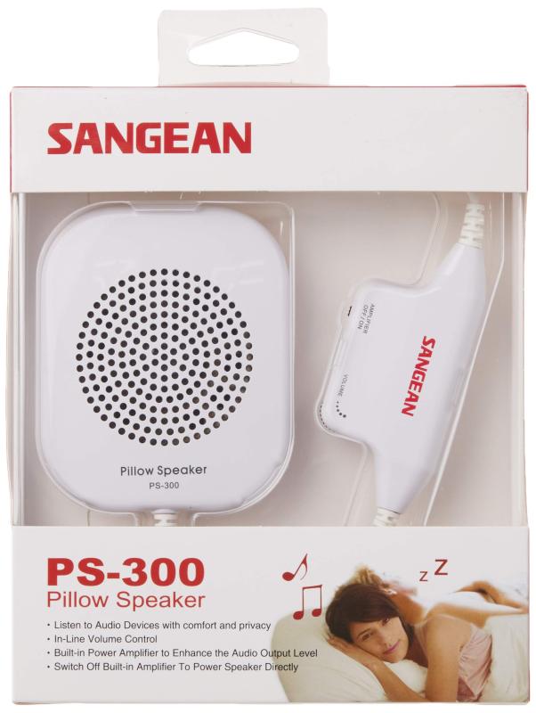 Sangean PS-300 Pillow Speaker with In-line Volume Control and Amplifier (White) by Sangean