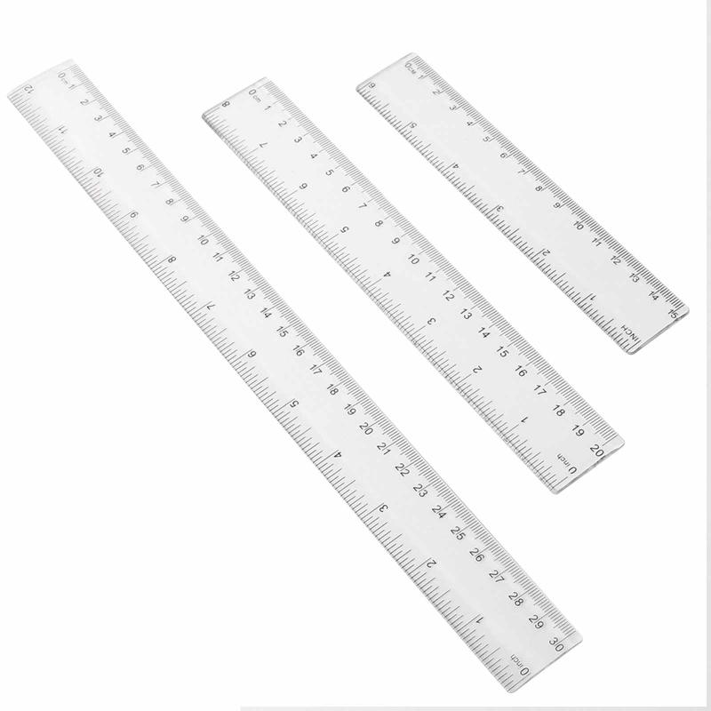 KASELIN プラスチック透明定規 30 cm/20 cm スケール 学習用 図面ツール 測定ツール 0.2 cm厚さ 再利用可能なプラスチック製測定ツール透明定規両面印刷インチcm便利な処理済み