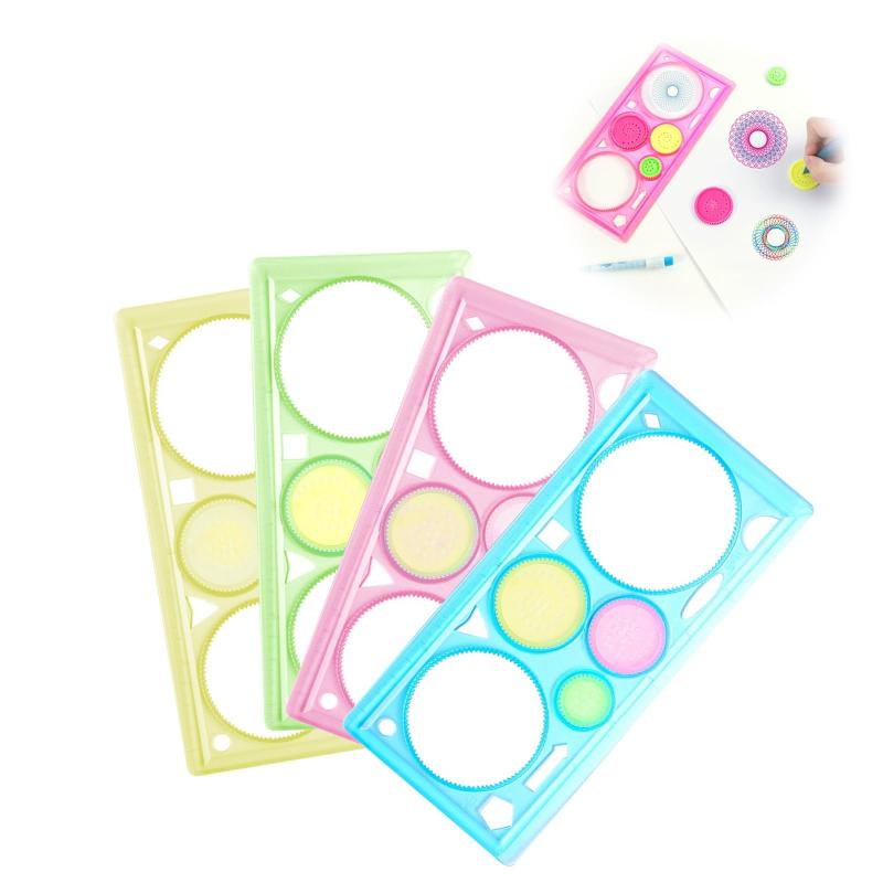 Doyime デザイン定規 (4個セット) 定規キット お絵描き定規 テンプレート 定規 多機能 耐久性 プラスチック DIY 円 数学おもちゃ 創造性発展 製図 描画 子供 芸術 学校 オフィス 学生用 子供文房