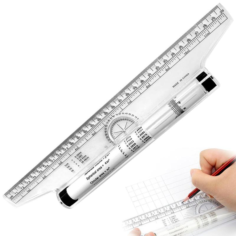 平行定規 ローリング定規 30cm 万能定規 ローリングルーラー プラスチック製 製図 DIY 分度器 文房具 線画 絵 グラフ 事務用品