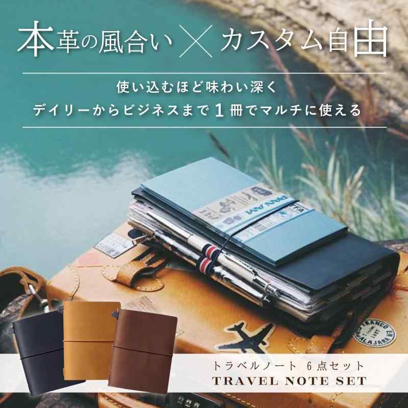 スカイライトのPIENSE トラベルノート 手帳 コラージュノート レザーノート パスポートサイズ コラージュ ビジネス ギフト 日記帳｜アングル3