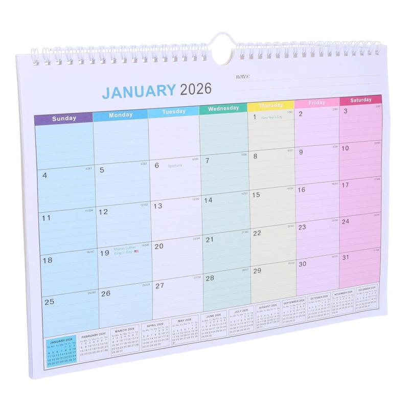 Abaodam 壁掛けカレンダー 厚紙 2026年1月～2027年6月 18か月 家庭用 オフィス用 学校用 スケジュール管理 日別メモ欄 耐久性 色褪せ防止 カレンダー 計画整理